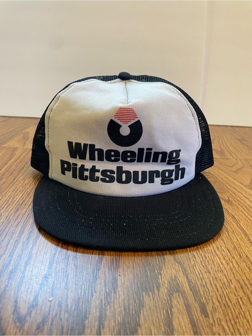 Vintage Wheeling Pittsburgh Steel Trucker Hat Snapback Mesh USA Made